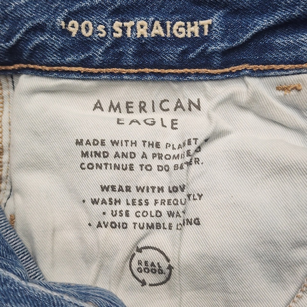 American Eagle 90s Straight Jeans Womens 0 Regular Blue Denim High Rise 27x29.5 - Picture 3 of 8